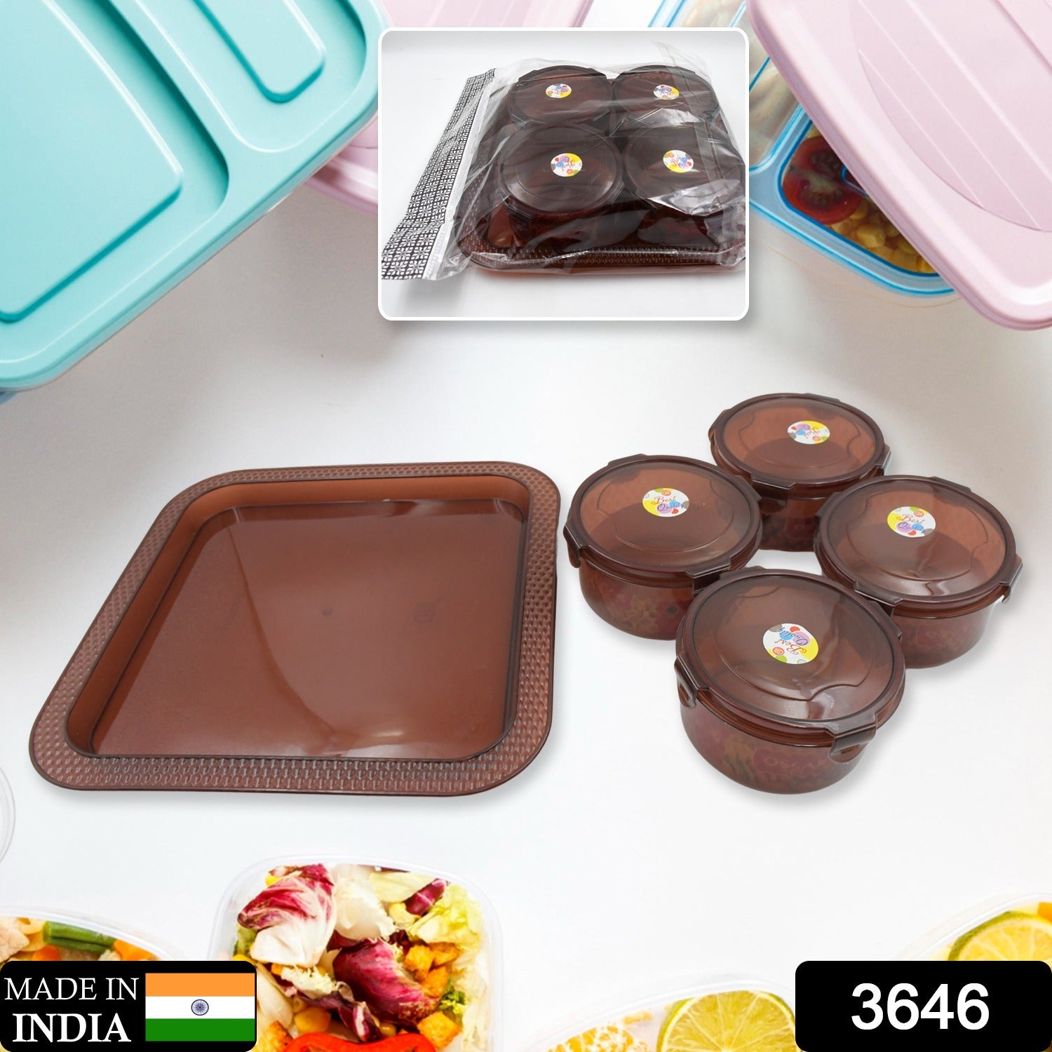 3646 Elegance Tray, Plastic Airtight 4 Pieces Storage Container and 1 Piece Serving Tray with Lids 3646 Elegance Tray, Plastic Airtight 4 Pieces Storage Container and 1 Piece Serving Tray with Lids